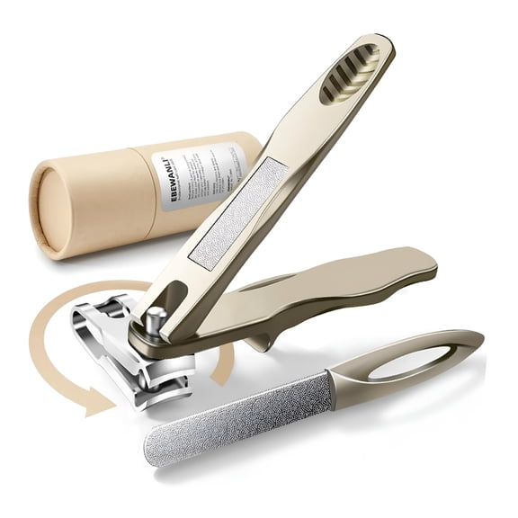 FACEGA Side Nail Clippers, 360 Degree Rotary Angled Fingernail Clipper, Long Handle Stainless Steel Toenail Clippers Cutters, Toe Nail Clippers for Seniors Men Women