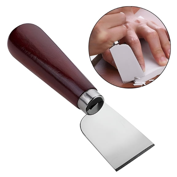 FACEGA Stainless Cutting Leather Trimming Leather Working Skiving Tool Red Wood Handle