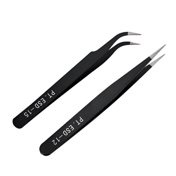 FACEGA Stainless Steel Black Curved Straight Eyebrow Tweezers Anti Acid Nipper Rhinestone Picking Tool False Eyelash Nail Art Tool