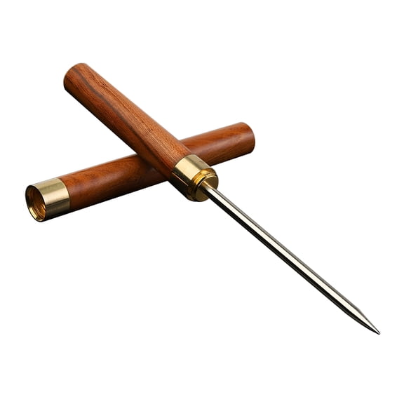 FACEGA Stainless Steel Ice Pick with Safety Cover Wooden Handle Breaking Ice Tool for Kitchen Bars Picnics Camping