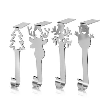 FACEGA Stocking Hooks for Mantle,Save Space Mantle Hangers for Garland,Easy to Install Various Applicable Scenarios Stocking Hooks,Silver