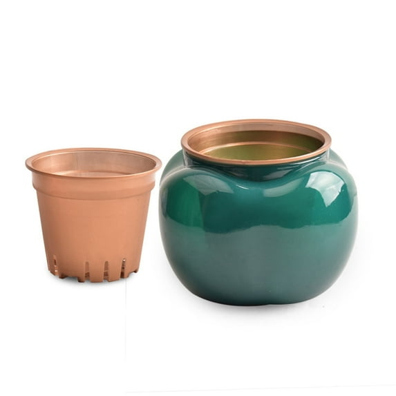 FACEGA Succulent Pots Set,Modern Plastic Self-Watering Flower Pot with Water Reservoir,Small Plant Pot Ideal for Indoor Plants, Herbs, and Orchids,Green