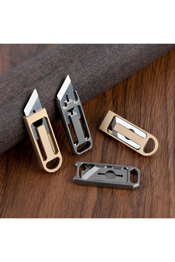 Titanium Alloy Mini Utility Knife, Small Sharp Box Cutter with U-Shape Design, Keychain EDC Tool for Office