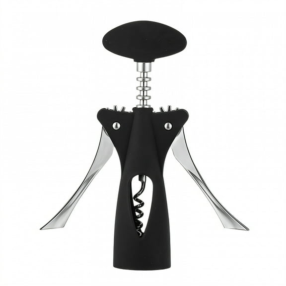 FACEGA Wine Opener Zinc Alloy Wing Grip Assist Corkscrew Wine Opener Steady Body Build Bottle Opener Bartender Black