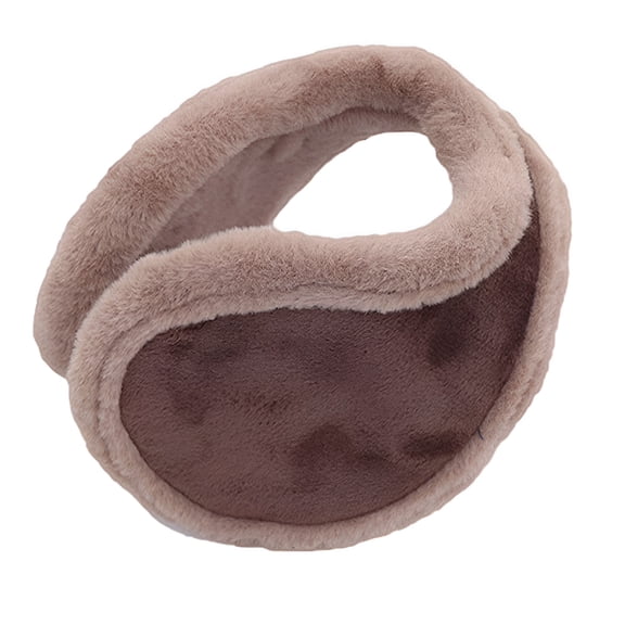 FACEGA Winter Warm Outdoor Earmuffs, Foldable Ear Warmers Knit Furry Fleece Ear Muffs for Women Men - Coffee Color
