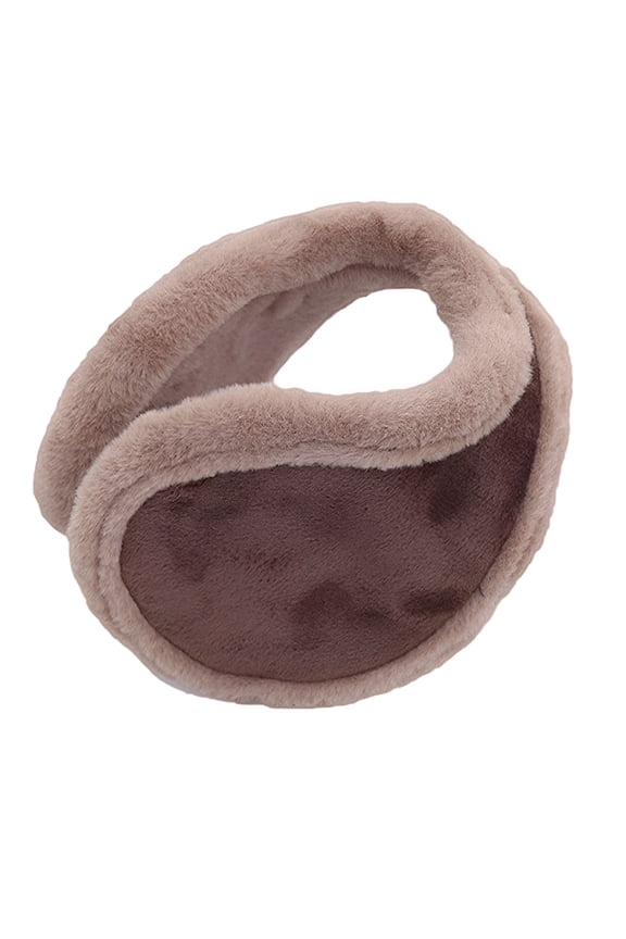 Winter Warm Outdoor Earmuffs, Foldable Ear Warmers Knit Furry Fleece Ear Muffs for Women Men - Coffee Color