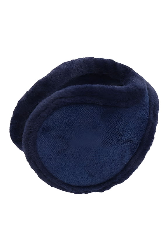 Winter Warm Outdoor Earmuffs, Foldable Ear Warmers Knit Furry Fleece Ear Muffs for Women Men - Dark blue