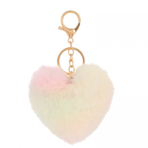 FACEGA Women'S Heart Puffball Keychain Furry Keyholder Bag Accessory Charms for Girls Cute Keychains for Women