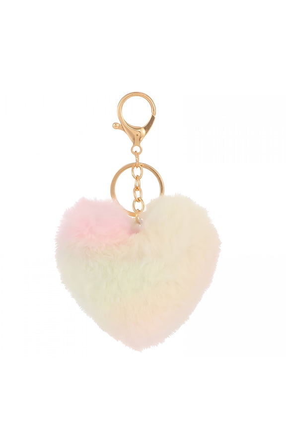 Women'S Heart Puffball Keychain Furry Keyholder Bag Accessory Charms for Girls Cute Keychains for Women