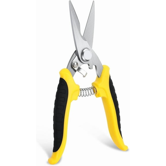 FACEGA Yellow Heavy Duty Scissors,Industrial Scissors,8-inch Multipurpose,Electrician Scissors - easy Cutting Cardboard And Recycle,Ergonomic Handle,Stainless Steel Shears