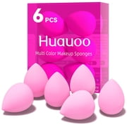 Huauoo 6 Pcs Makeup Sponges Set, Makeup Sponges for Foundation, Latex Free Beauty Sponges, Pink