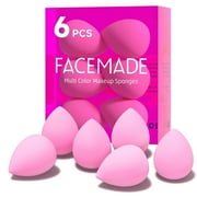 FACEMADE 6 Pcs Makeup Sponges Set, Makeup Sponges for Foundation, Latex Free Beauty Sponges, Pink