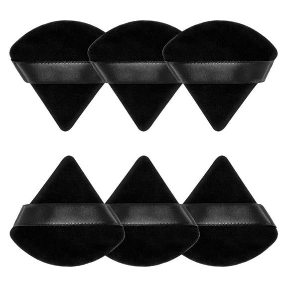 Huauoo 6 Pcs Triangle Velour Face Powder Puff Set with Case, Wet and Dry Use Beauty Makeup Tool