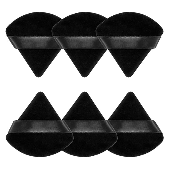 Huauoo 6 Pcs Triangle Velour Face Powder Puff Set with Case, Wet and Dry Use Beauty Makeup Tool