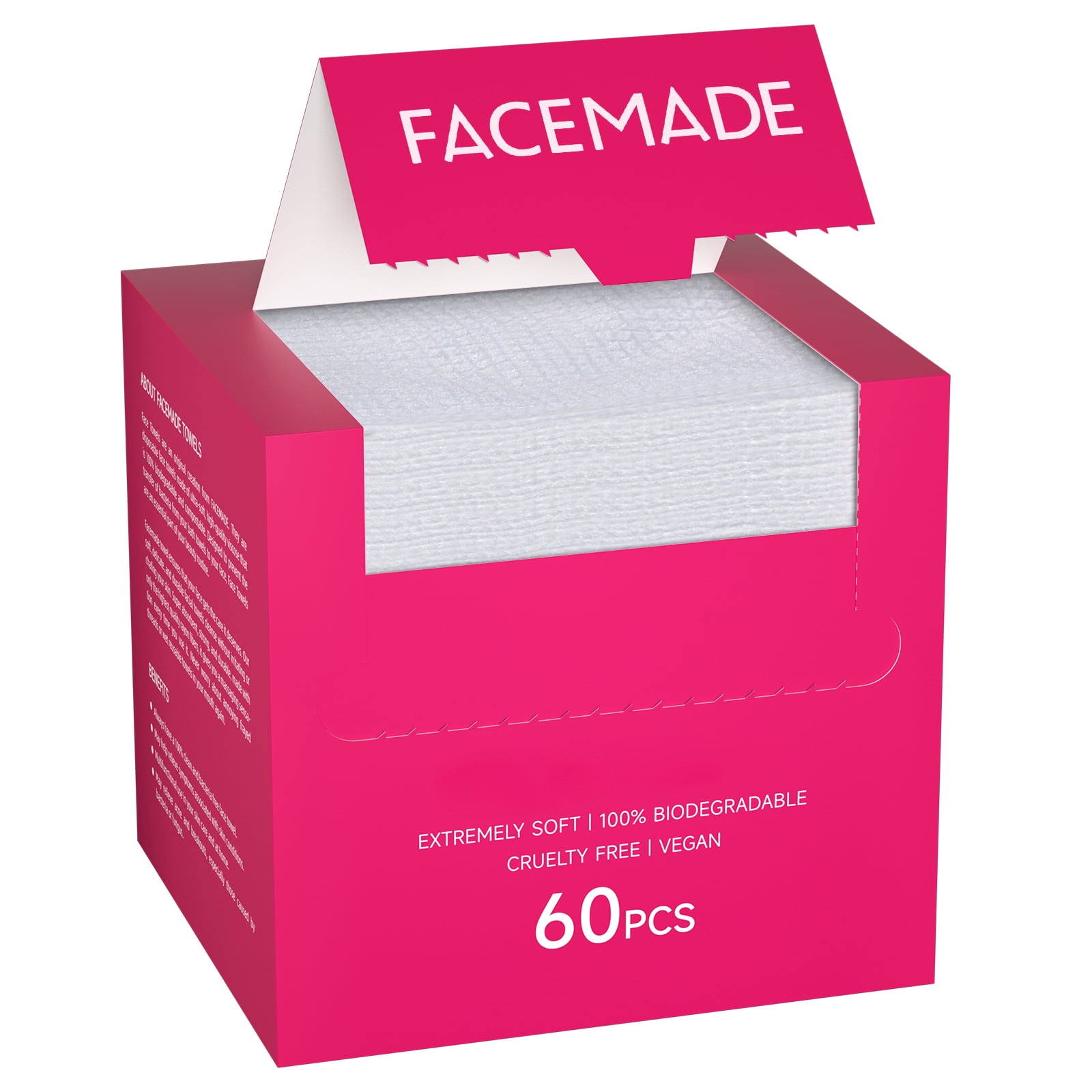 FACEMADE Face Towels 60 Ct - Size 11.5