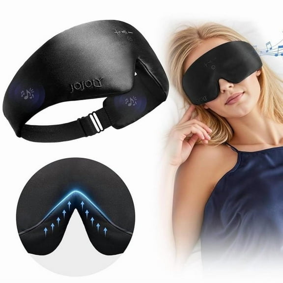 FACEMOON 100% Blackout 3D Bluetooth Sleep Mask Zero Eye Pressure Breathable Design for Side Sleepers 13H Battery