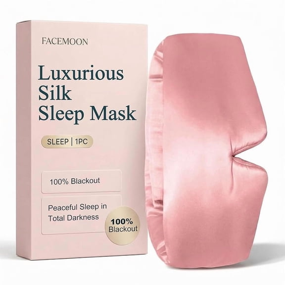 FACEMOON 22 Momme 6A Pure Silk Sleep Mask for Women Adults, Soft Blackout Eye Cover for Night Sleep