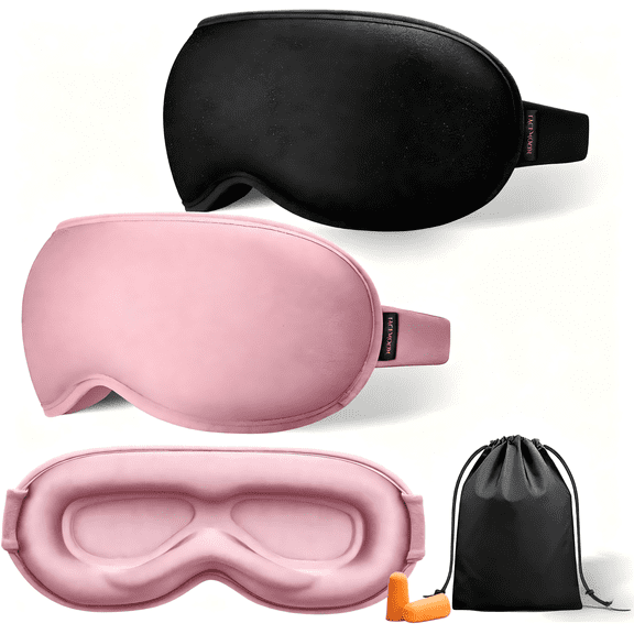 FACEMOON 100% Blackout Sleep Mask for Side Sleepers Zero Pressure 3D Design Eyelash Friendly Breathable Comfort