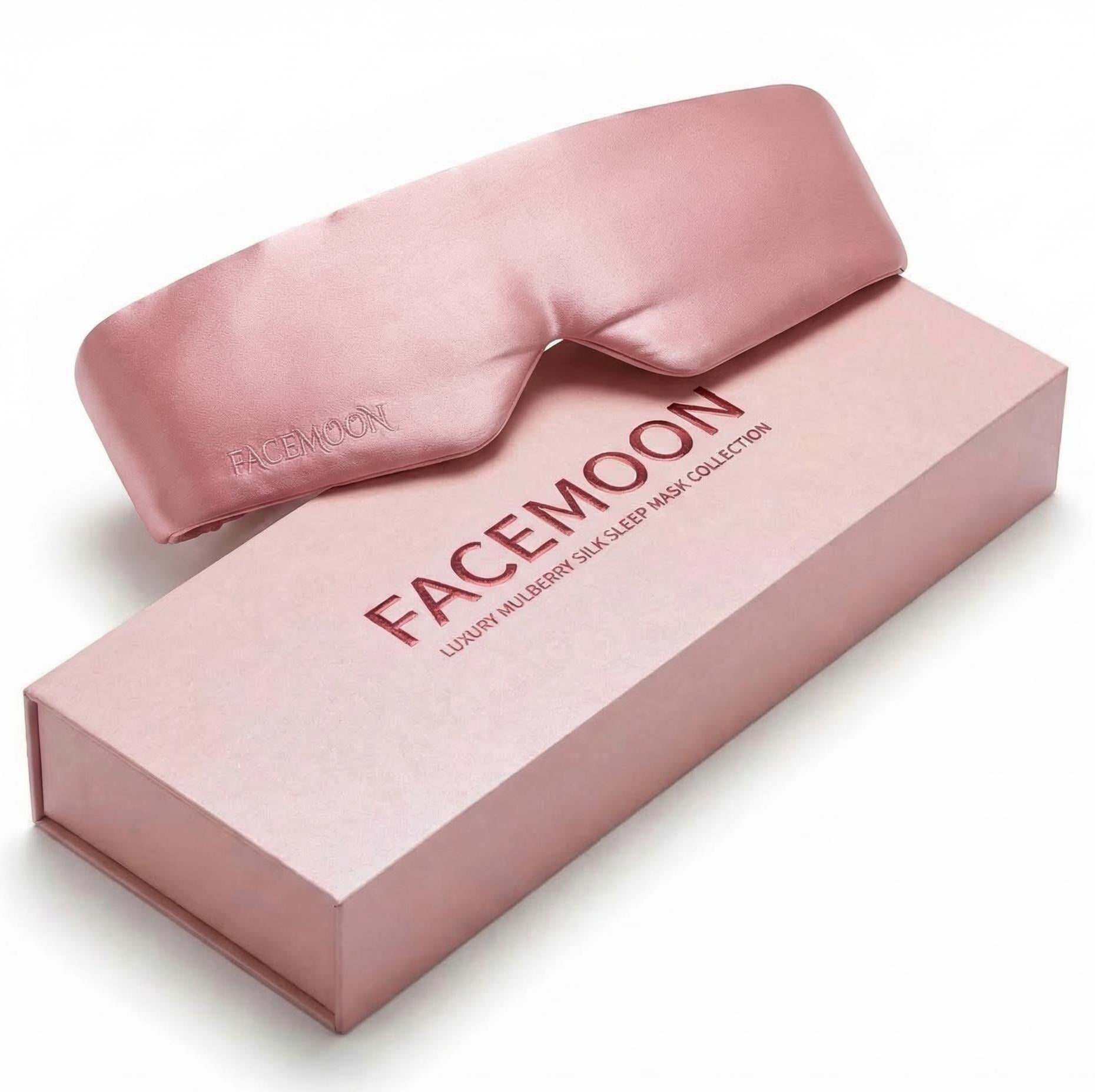 FACEMOON 100% Mulberry Silk Eye Mask, Adjustable, Side Sleeper Blackout for Travel