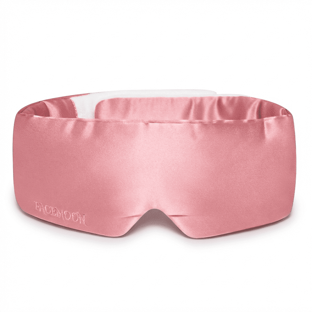 FACEMOON 100% Pure Silk Sleep Mask, 100% Blackout Eye Shade Cover with Nose Bridge Light Block, No Eye Pressure Mask for Travel and Naps