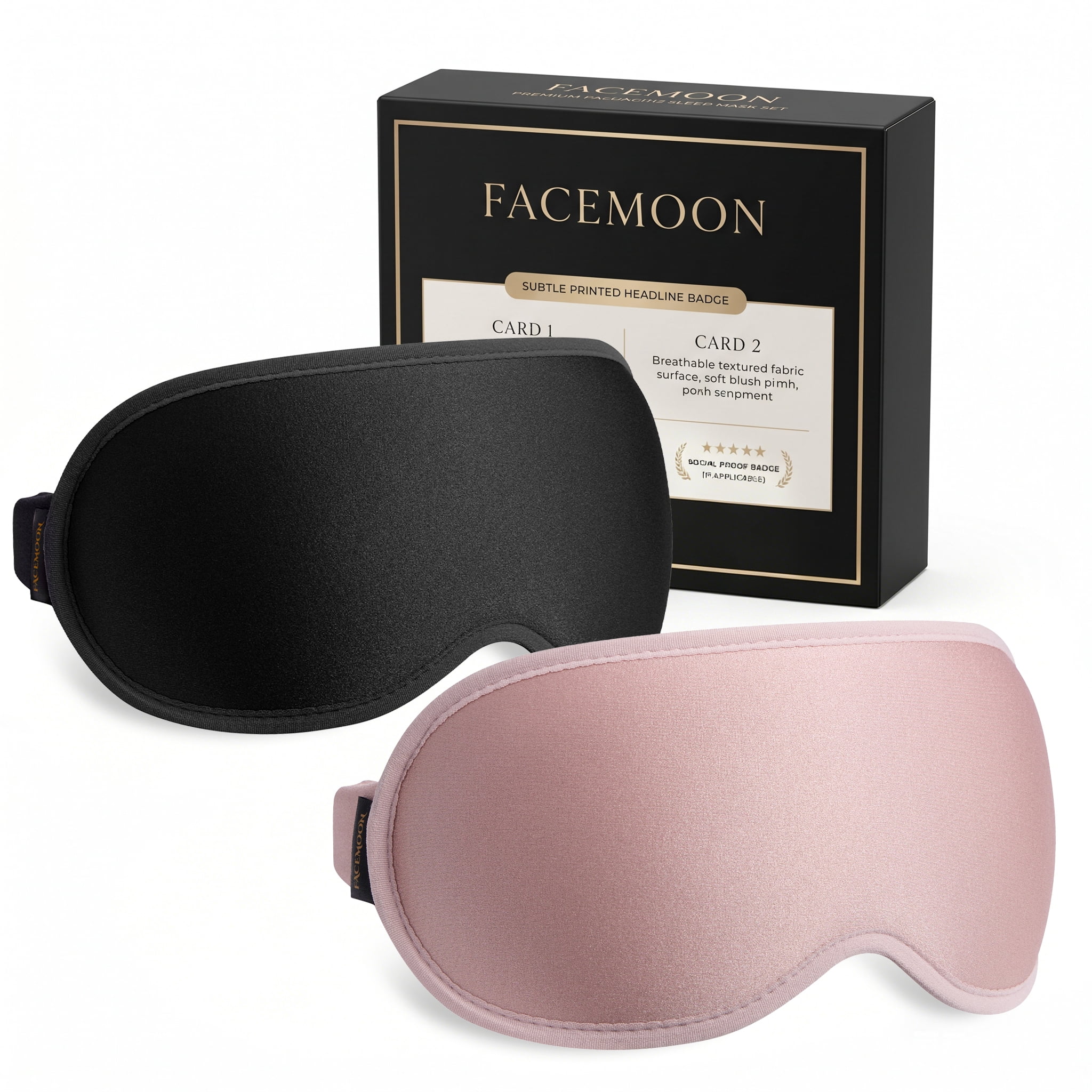 FACEMOON Adult Memory Foam Weighted Soft Gentle Pressure 99% Light Blocking Sleep Eye Mask for Sleep Support with Storage Bag, Multicolor, 2 Pack