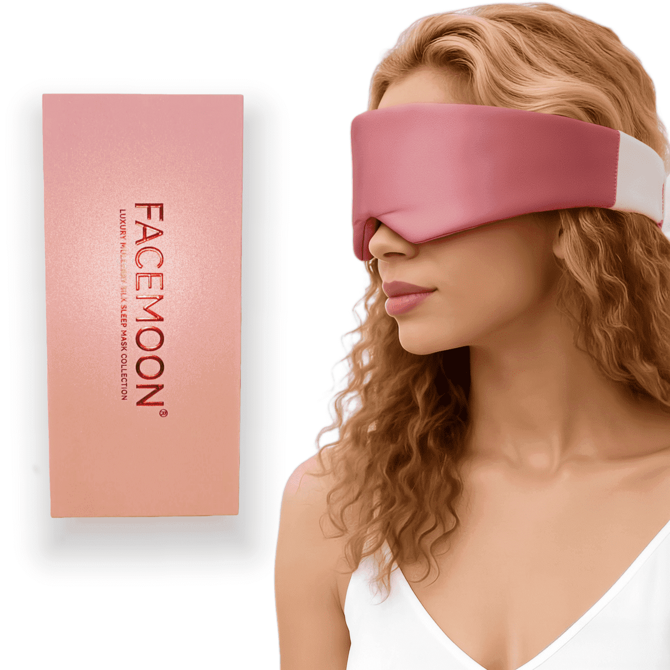 FACEMOON 22 Momme Mulberry Silk Sleep Eye Mask, LightBlocking Nose Flaps, Smooth and Breathable, Adjustable Strap for Comfortable Fit