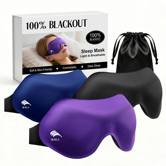 FACEMOON 3D Light Blocking Sleep Mask – 3 Pack, Deep Contoured Zero Pressure | Lash Extension Safe for Night Comfort
