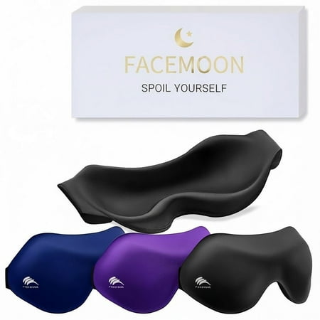 FACEMOON 3D Sleep Mask 100% Light Blocking Comfort Adjustable Strap Night Travel Rest Essential