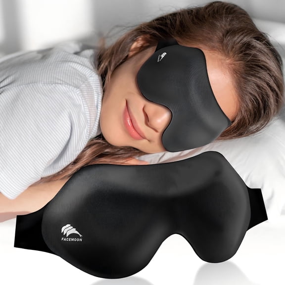 FACEMOON 1 Pack Memory Foam 3D Sleep Mask 100% Light Blocking Comfort | Sleep Support, Black