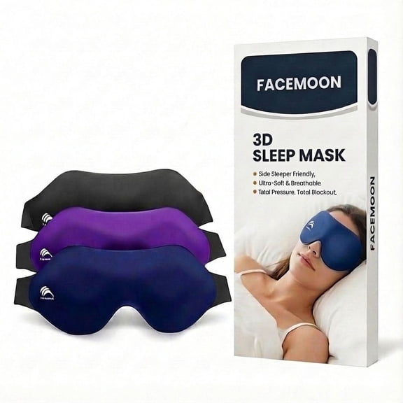 FACEMOON Spandex Sleep Mask  3 Pack, Blackout Breathable Comfort | Multi-Color for Sleep Support