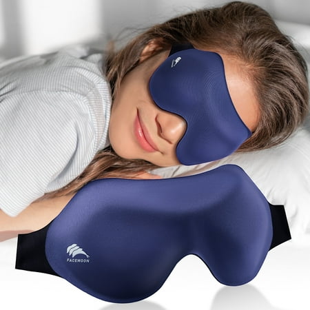 FACEMOON 1 Pack Blackout Sleep Mask with 3D Memory Foam – Lash Extension Safe Design for Travel & Meditation