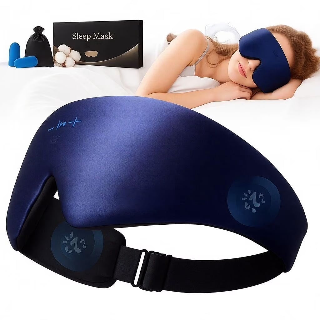 FACEMOON Bluetooth 5.0 Sleep Headphones Eye Mask Noise Reducing Design for Restful Sleep Comfort
