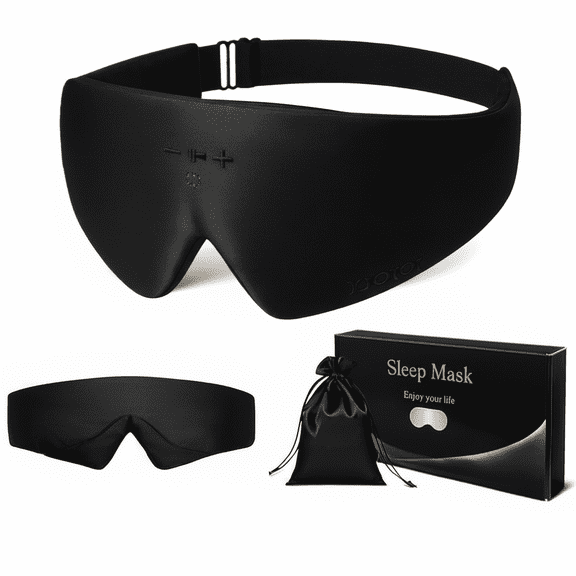 FACEMOON Bluetooth 5.4 Sleep Mask Headphones 3D Contoured Eye Cover with Replaceable Pads Auto-Off Timer