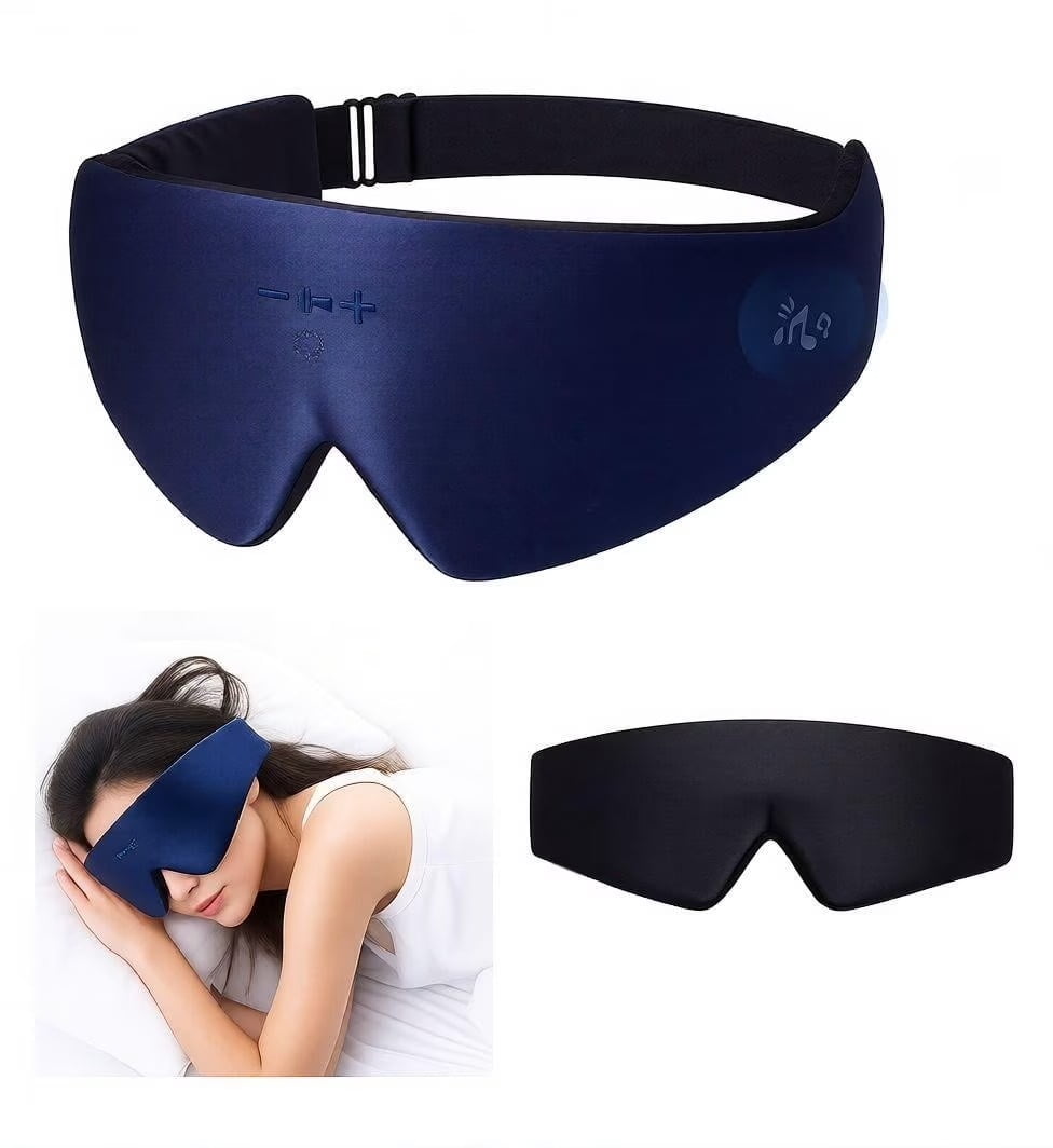 FACEMOON Bluetooth 5.4 Sleep Mask Headphones Soft Wireless Headband Blackout Eye Cover with Microphone