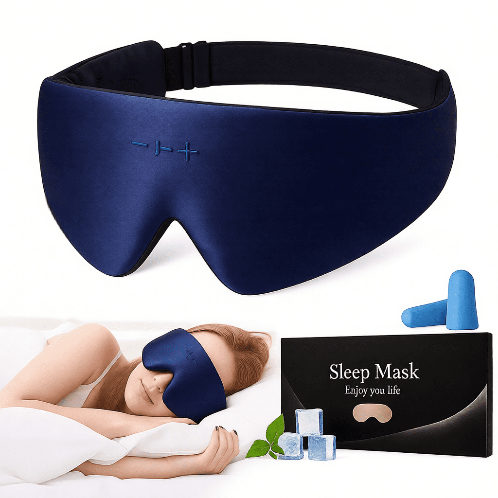 FACEMOON Bluetooth Sleep Mask with Removable 3D Contoured Design Ultra-Thin Stereo Speakers for Side Sleepers