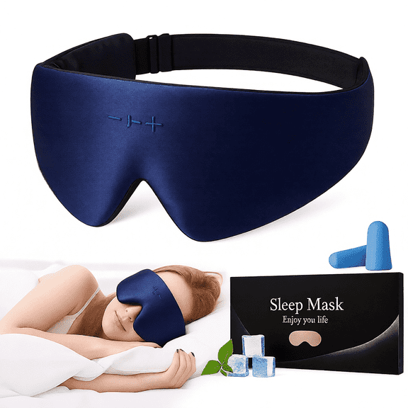 FACEMOON Bluetooth Sleep Mask with Removable 3D Contoured Design Ultra-Thin Stereo Speakers for Side Sleepers