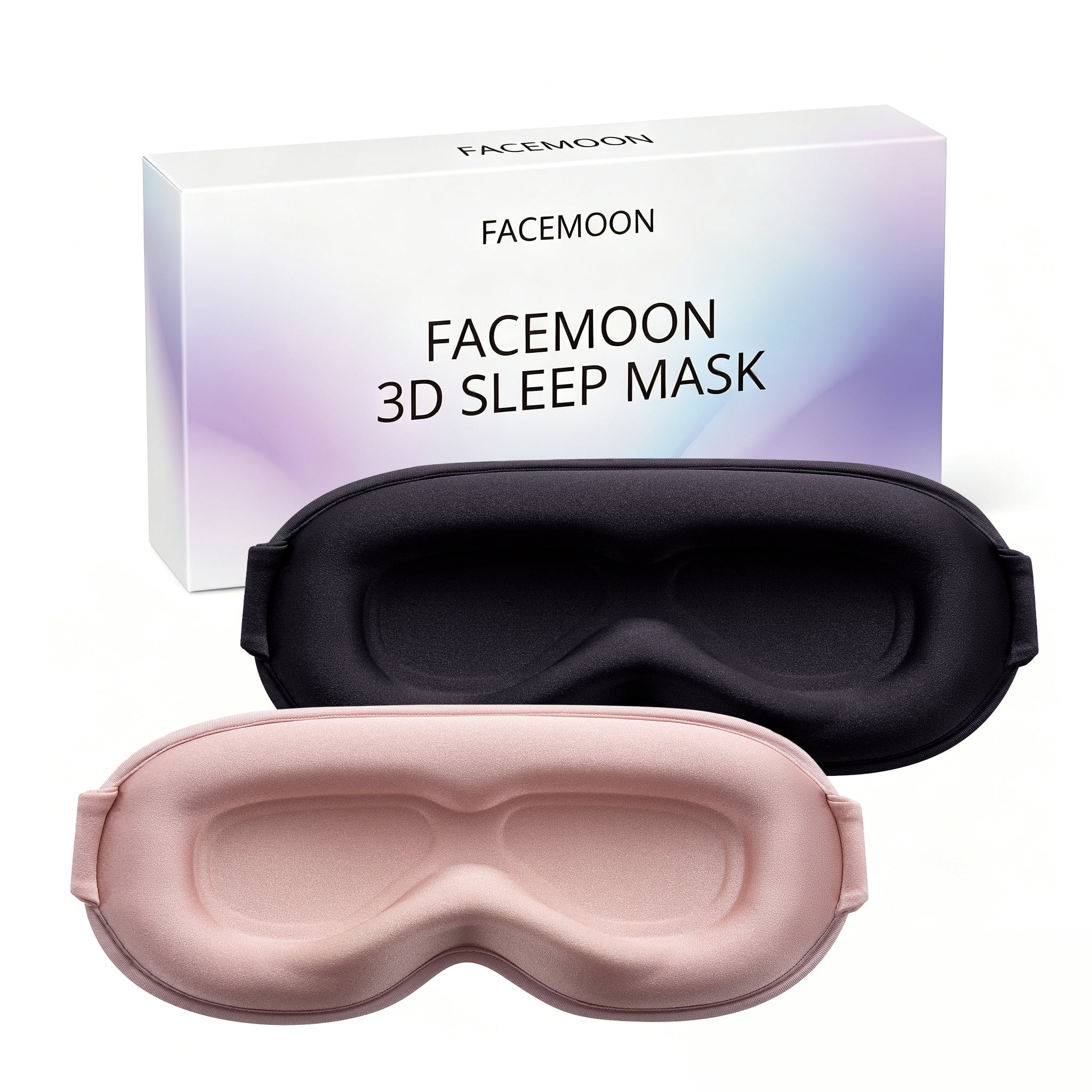 FACEMOON Memory Foam Weighted Soft Adjustable Blackout Sleep Eye Mask for Sleep Support w/ Storage Bag, 2 Pack