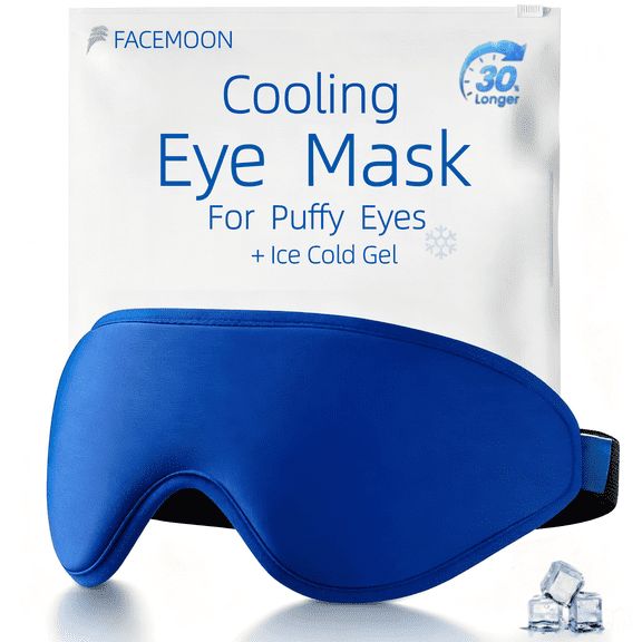 FACEMOON Contoured Reusable Gel Cooling Eye Mask, Ideal Fathers Day Present for Men, Soothes Puffy Eyes, Dark Circles, Sinus Pressure & Tired Eye Fatigue, Long Lasting Cold Compression Eye Relief