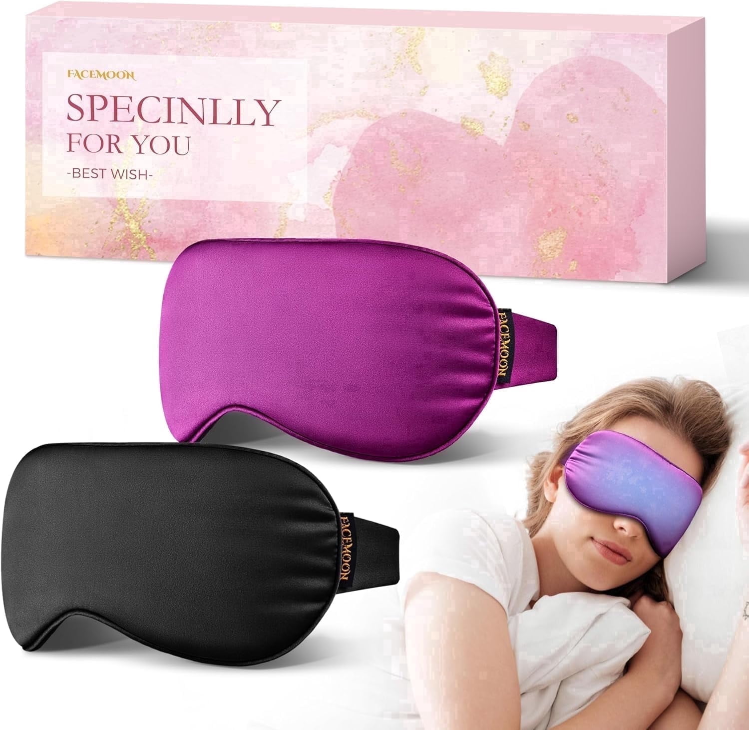 FACEMOON 2 pack adult cooling gel sleep mask for reduce puffiness dry eye relief home women men