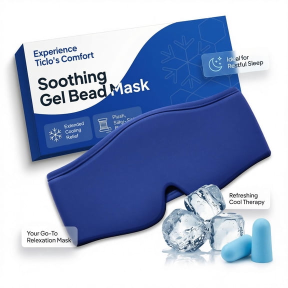 Cooling Gel Eye Mask Sleep, Cold Compress for Puffy Eyes & Migraine Relief - Reusable Weighted Sleeping Mask for Dark Circles, After Surgery Recovery, Eye Care, Ice Pack for Face (Blue)