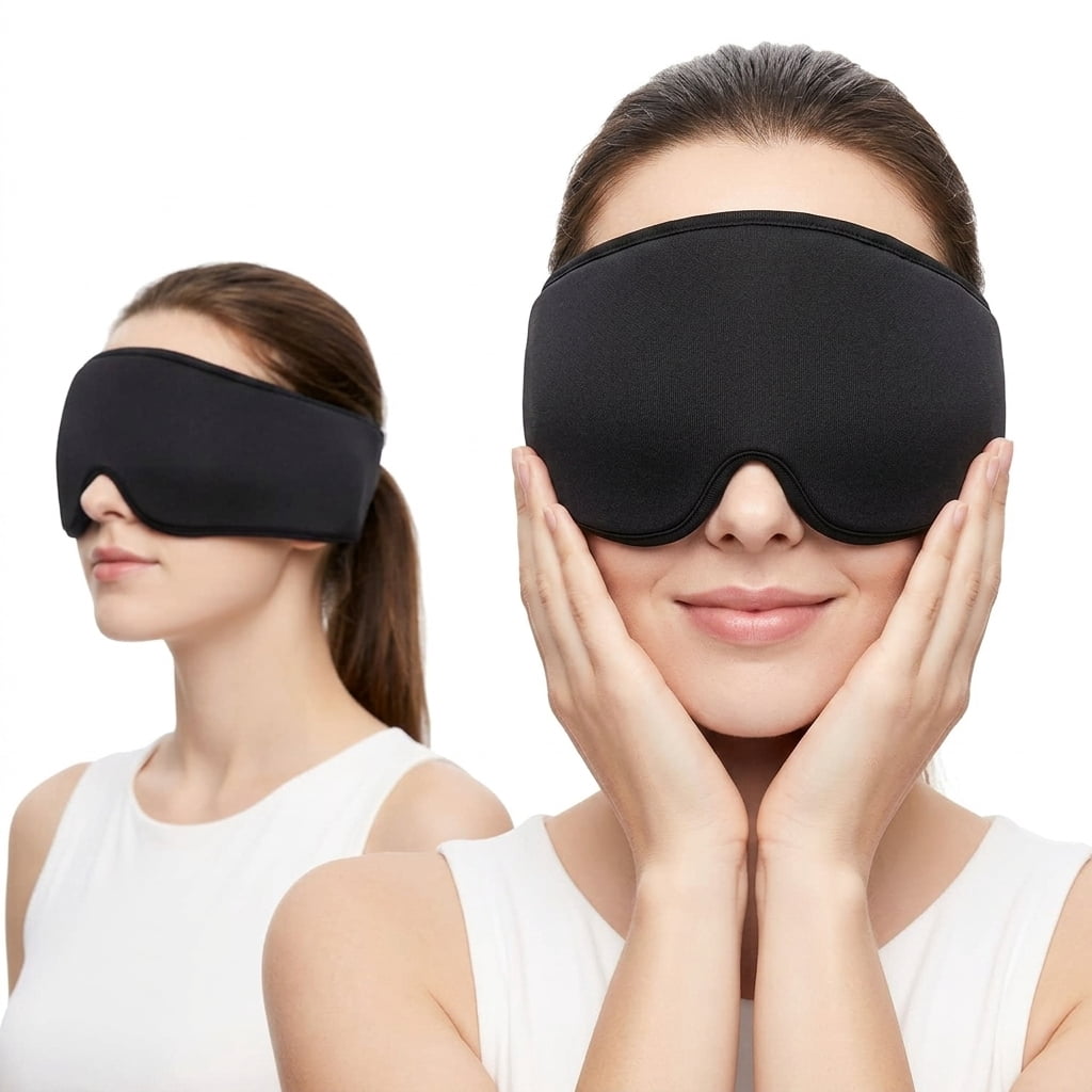 FACEMOON Adults Ice Soft Cooling Weighted Sleep Eye Mask for Sleep Support with Storage Bag, Blue