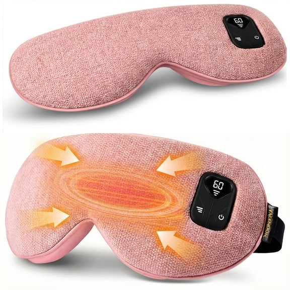 FACEMOON Cordless Rechargeable Heated Eye Mask Warm Comfort Natural Flaxseed for Eye Relaxation Sleep Aid Dry Eyes Pink