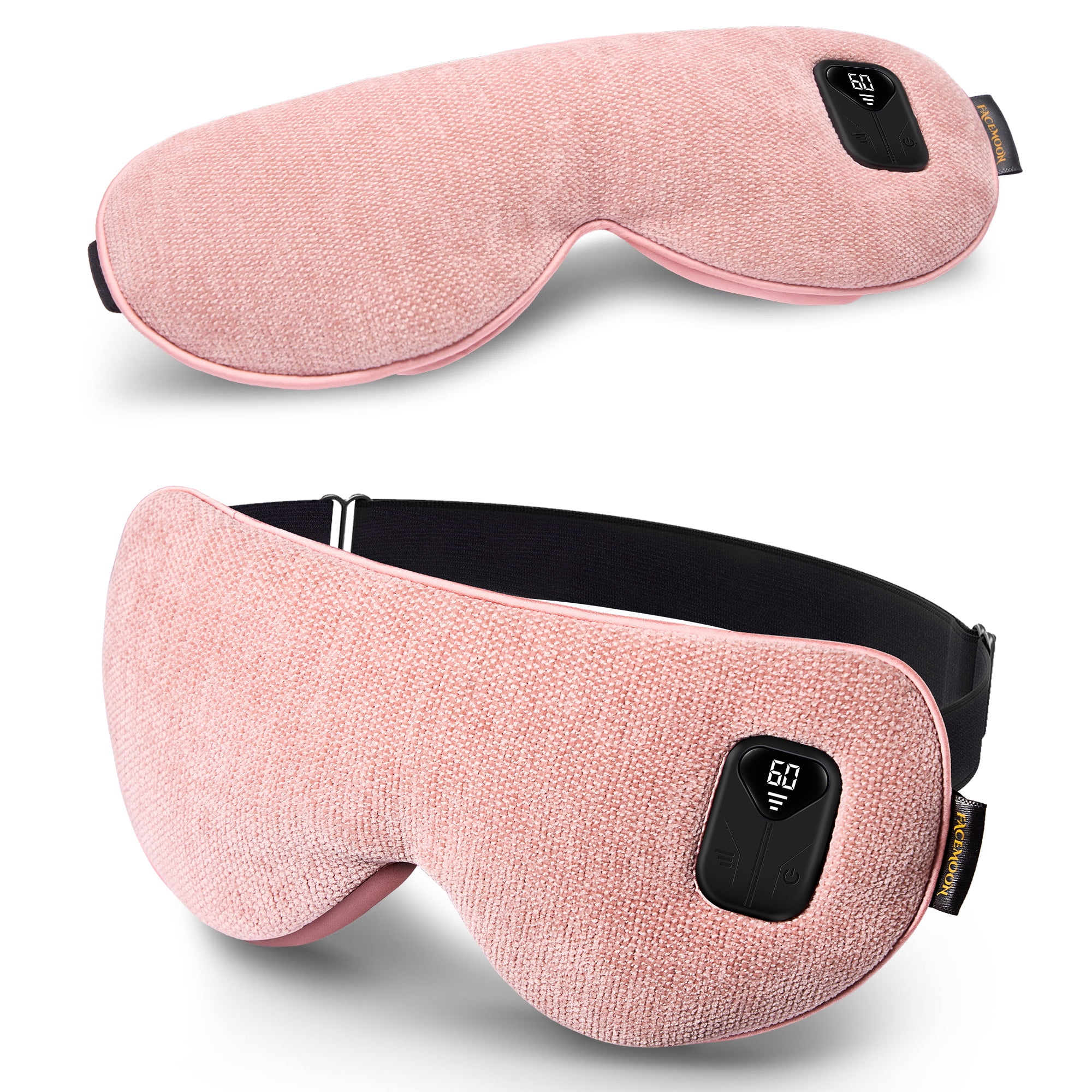 FACEMOON Cordless Rechargeable Warm Eye Mask Comfort Natural Flaxseed Moist Heat Sleep Aid for Tired Eye Relaxation Pink