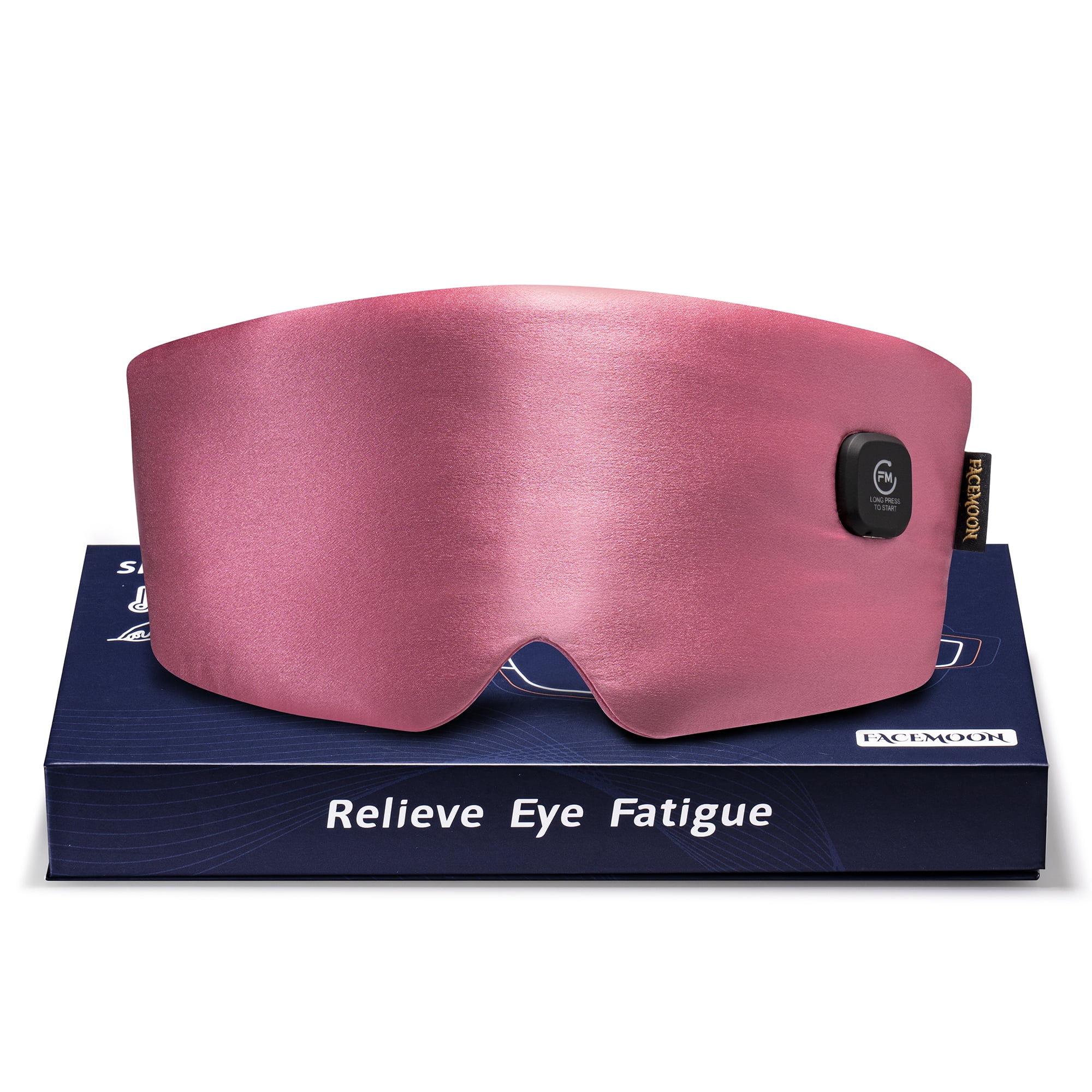 FACEMOON Cordless Silk Heated Eye Mask for Dry Eyes Comfort Rechargeable Moist Heat Warm Compress Washable Sleep Aid Pink
