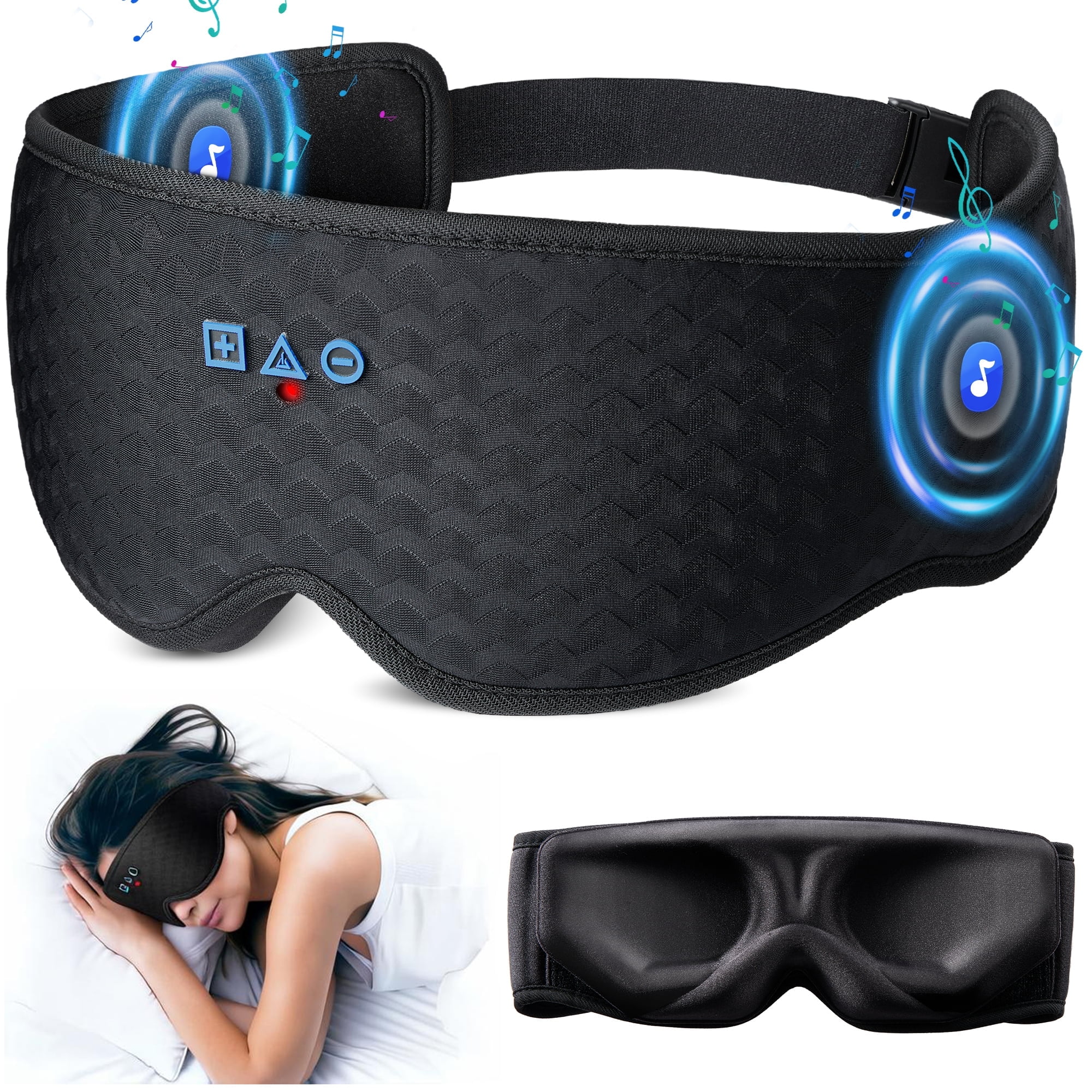FACEMOON Digital Sleep Mask with Bluetooth 5.4 100% Blackout, Eyelash Free, Travel Nap Essential