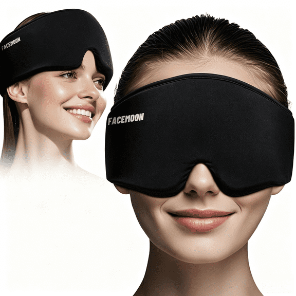 FACEMOON Gel Eye Mask, Reusable & Freezable Eye Compress with Adjustable Strap