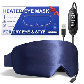 FACEMOON Silk Heated Light-Blocking Sleep Eye Mask for Dry Eyes, Blepharitis, Insomnia, Blue