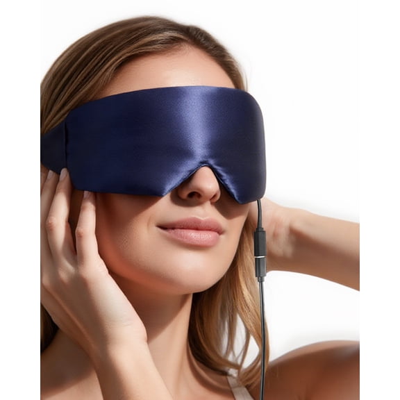 FACEMOON USB Silk Heating Eye Mask for Dry Eyes, Warm Compress with Flaxseed, Moist Heat