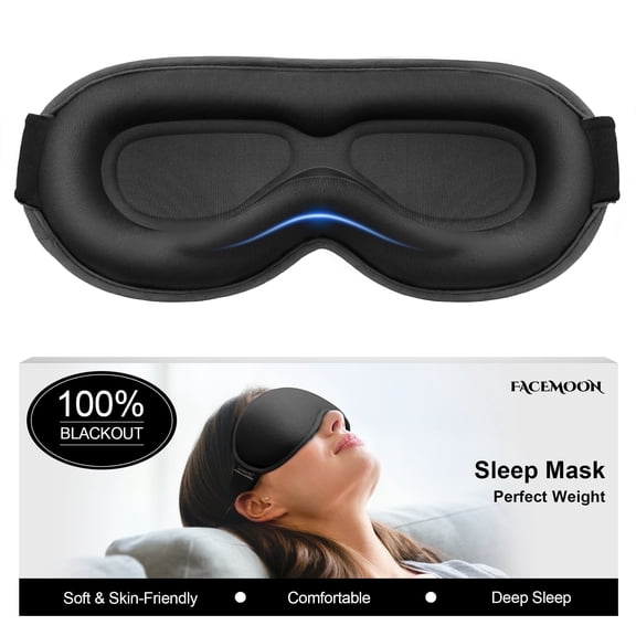 3D Weighted Eye Mask | Memory Foam Sleep Mask for Women & Men | 100% Blackout | Adjustable Straps | Travel Essentials