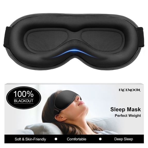 3D Weighted Eye Mask | Memory Foam Sleep Mask for Women & Men | 100% Blackout | Adjustable Straps | Travel Essentials